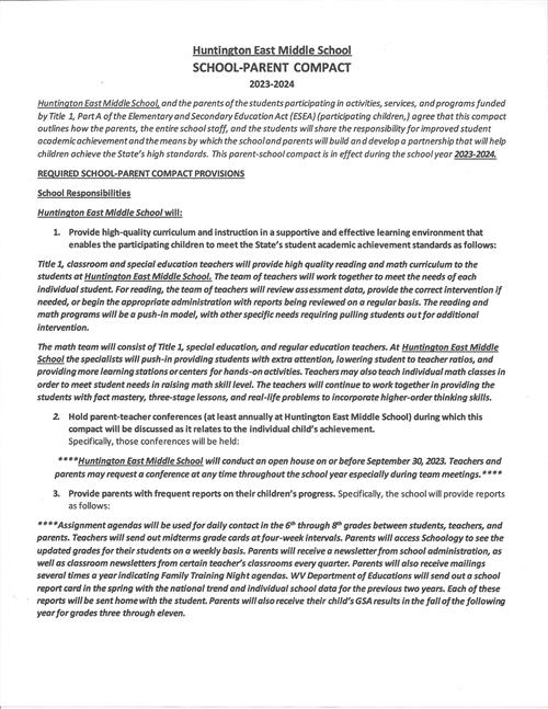 School-Parent Compact Page 1 of 2